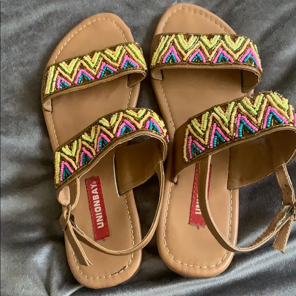 Tan and Multicolor Sandals